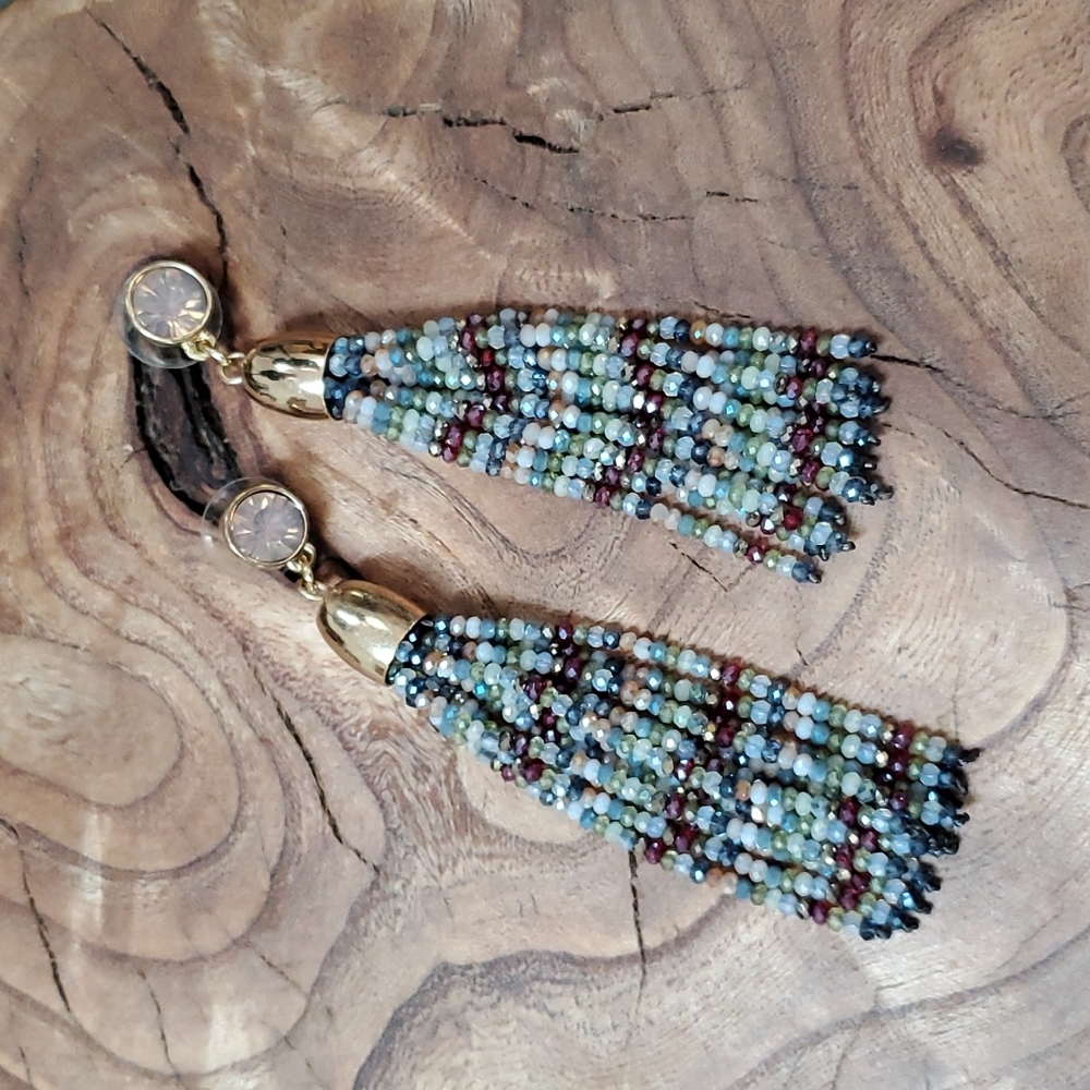Loft Beaded tassel earrings